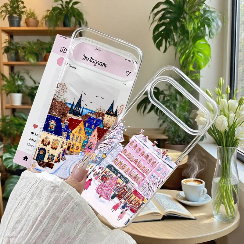 Schöne Winter Handyhülle mit Weihnachtslandschaft für Google Pixel