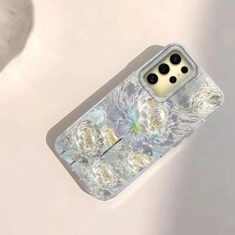 Weiße Lotus Floral Hülle für Samsung Galaxy S25