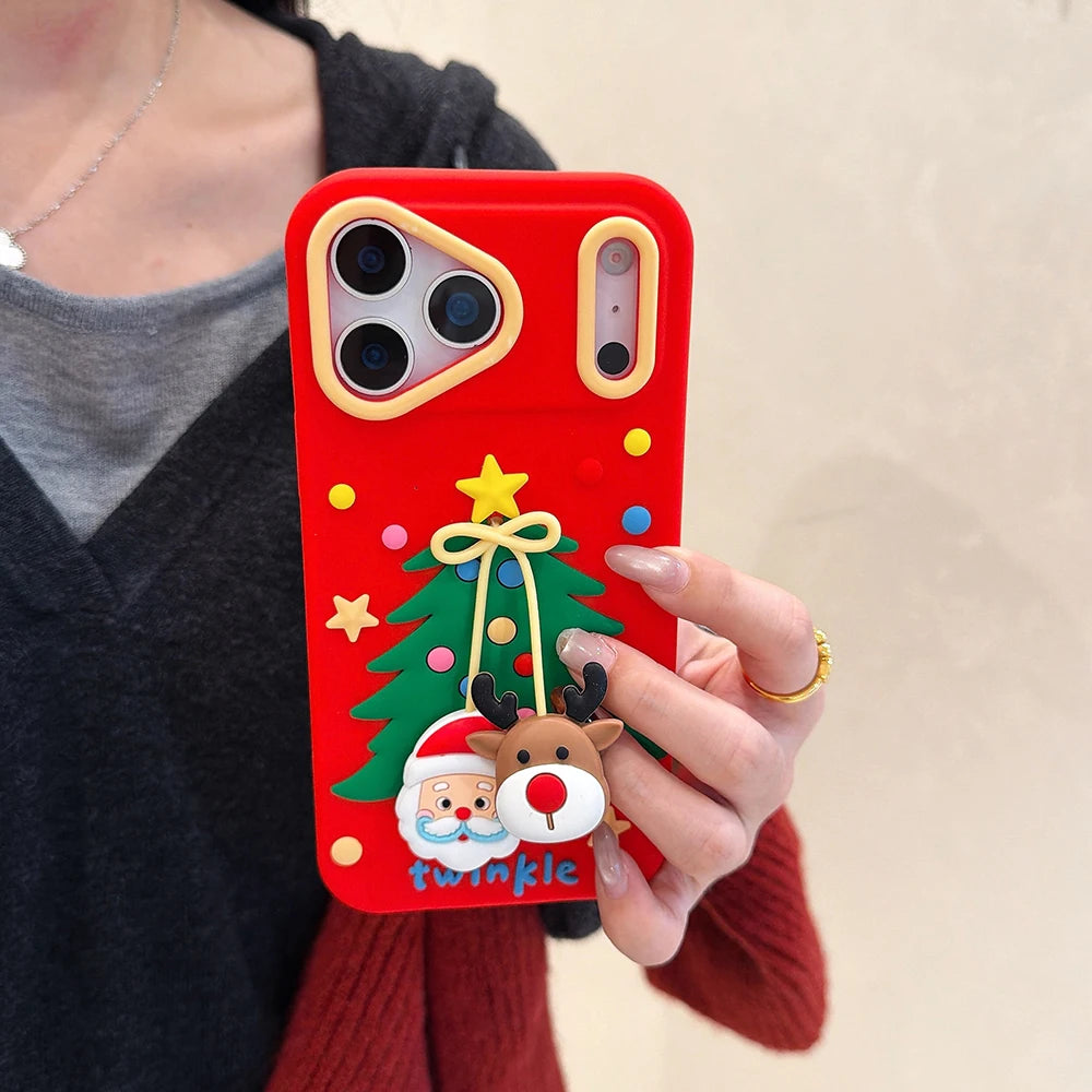 Weihnachts 3D Cartoon Hülle für iPhone 17 und 16 aus Silikon