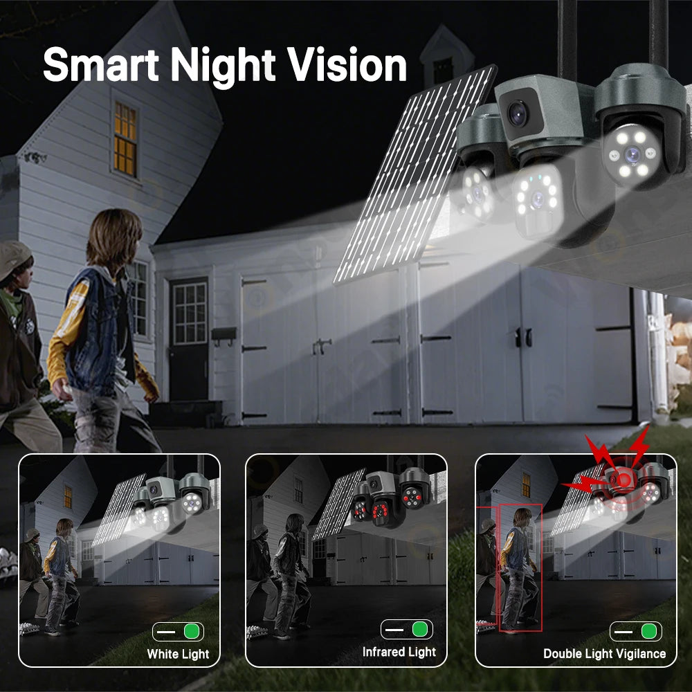 Outdoor Solar 4G PTZ Camera 6K HD PIR Night Vision