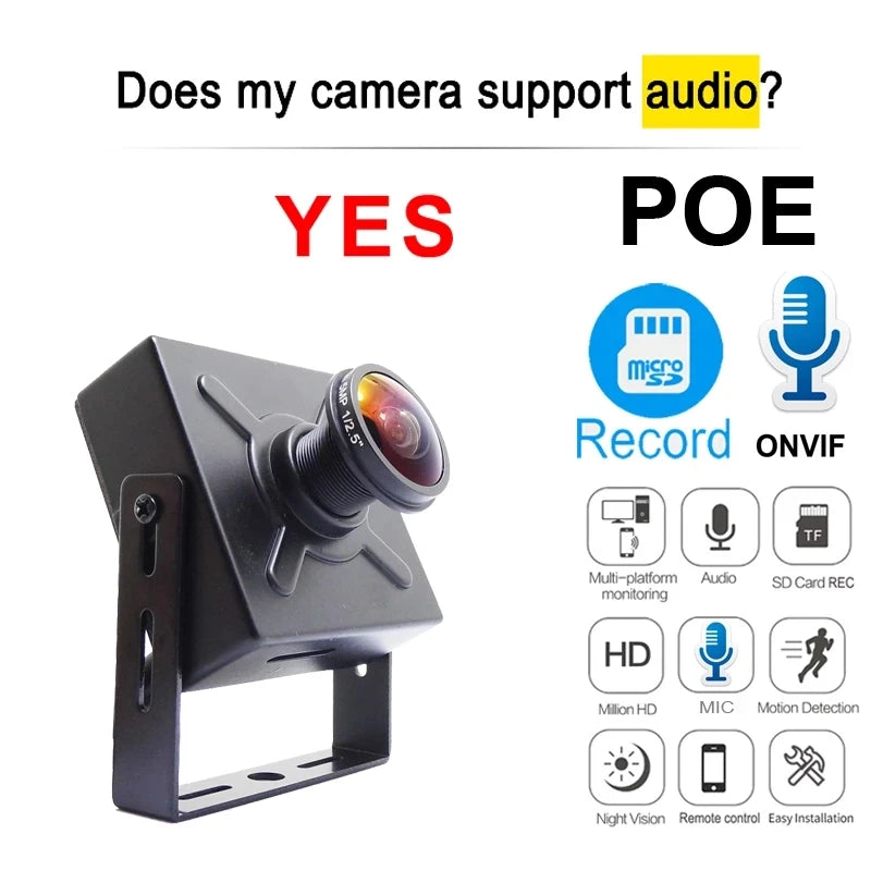 5MP Mini Fisheye IP Kamera mit Audio und POE