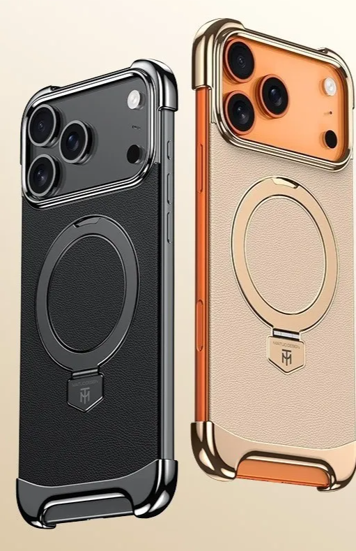 Magnetische Lederhülle mit Metallrahmen für iPhone 17