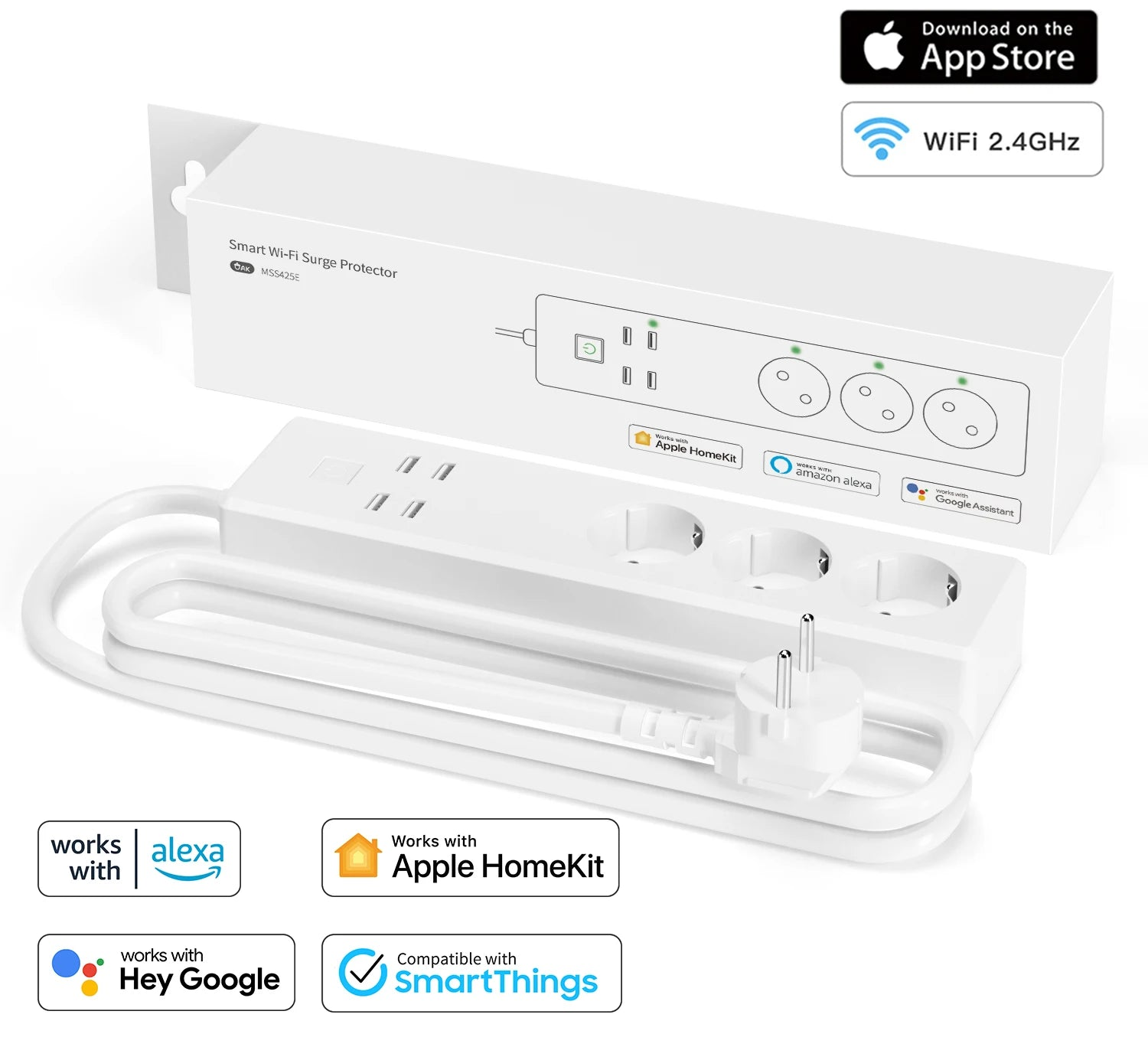 Smart Power Strip EU/UK mit Wi-Fi und Smart-Steuerung