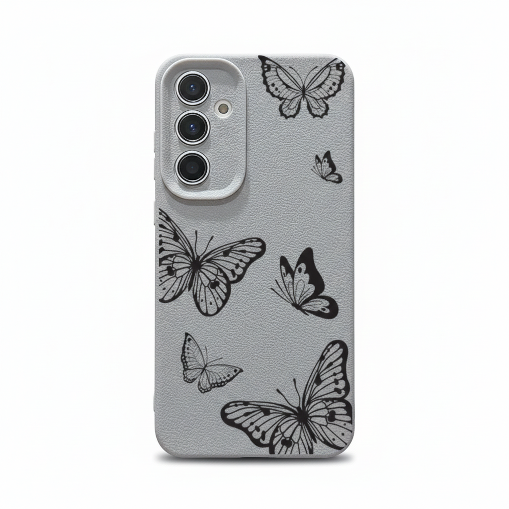 Elegant butterfly case with leather look for Samsung