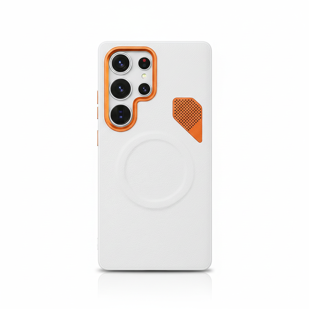 Magnet Leder Hülle für Samsung S25 Ultra Orange