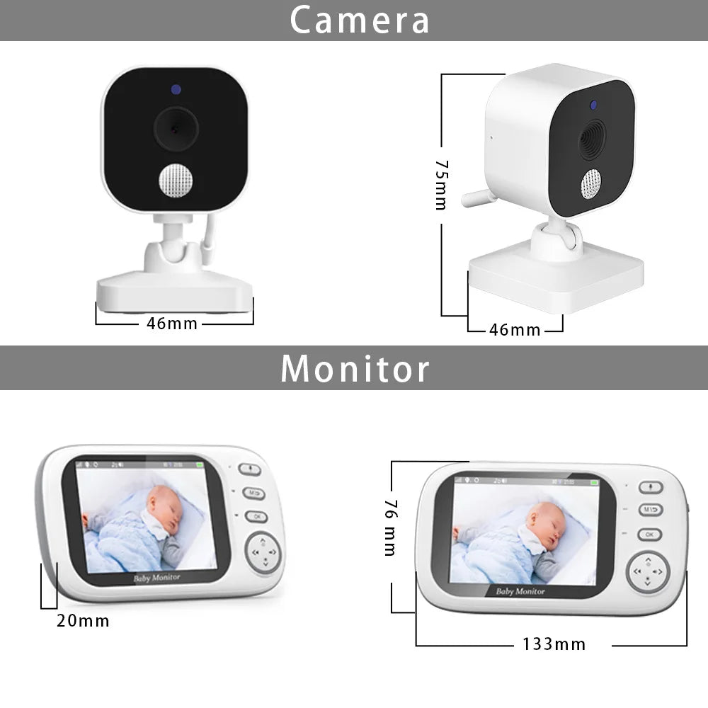 Kabelloses 3,5-Zoll Babyphone 720P mit VOX & Temperatur