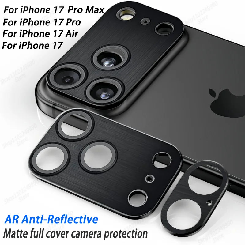 Brushed metal camera lens protector for iPhone 17 series