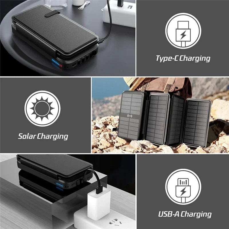 43800mAh Solar Powerbank with Qi Fast Charging PD22.5W
