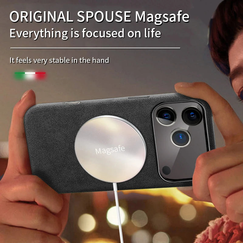 MagSafe Alcantara Ledertasche für iPhone 17 Pro