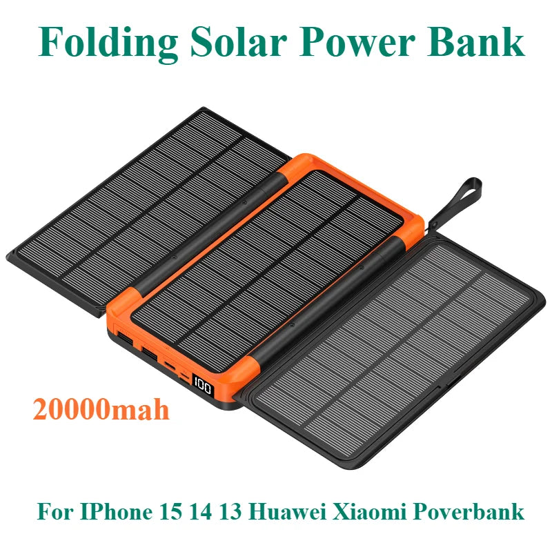 Faltbare 20000mAh Solar Powerbank Qi Wireless