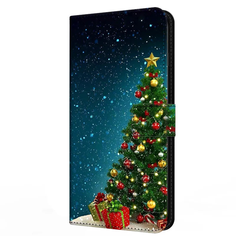 Marmor Weihnachts Ledertasche für Google Pixel 7 Pro Flip Case mit Kartenfach
