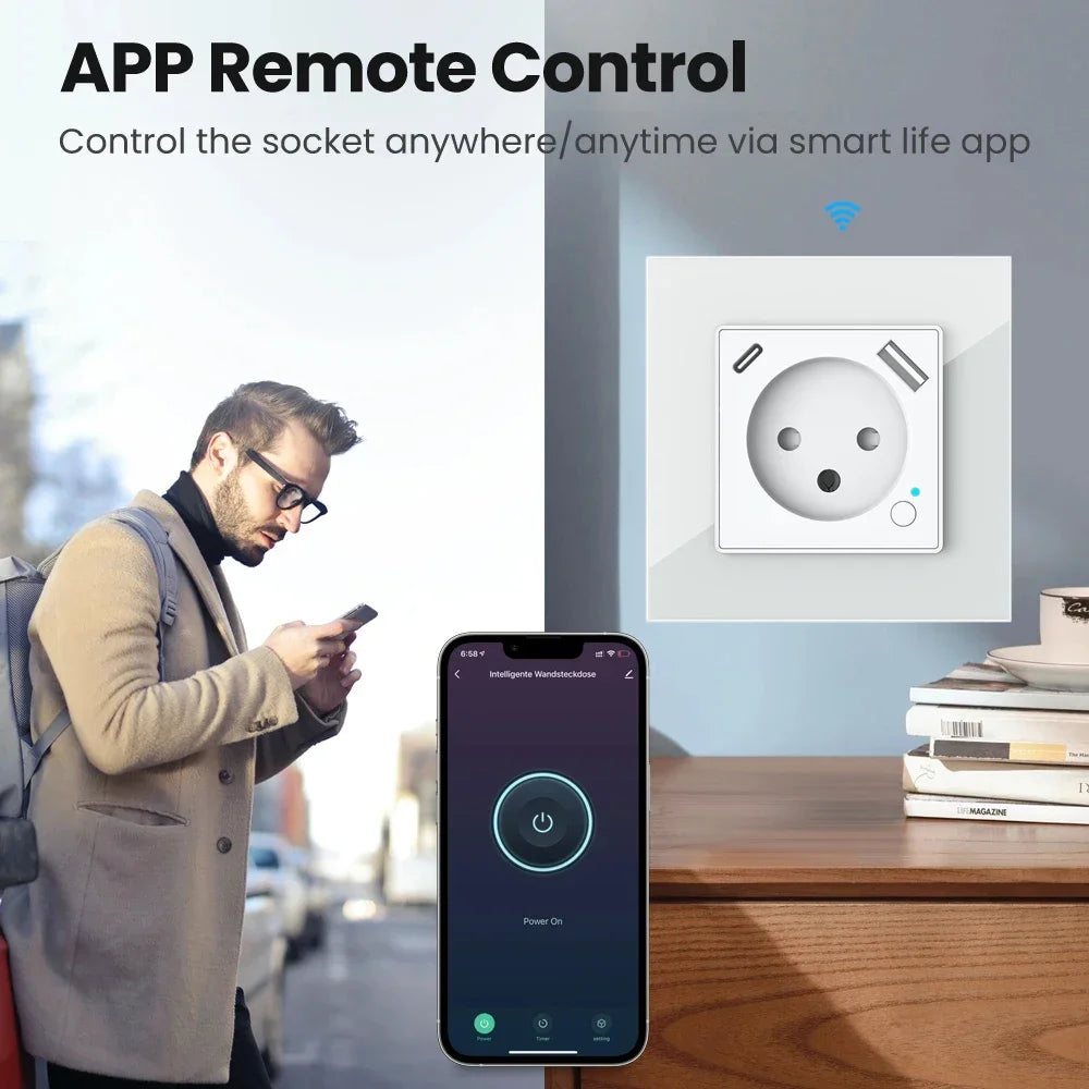 Smart Wi-Fi socket with USB-C charging port 20W