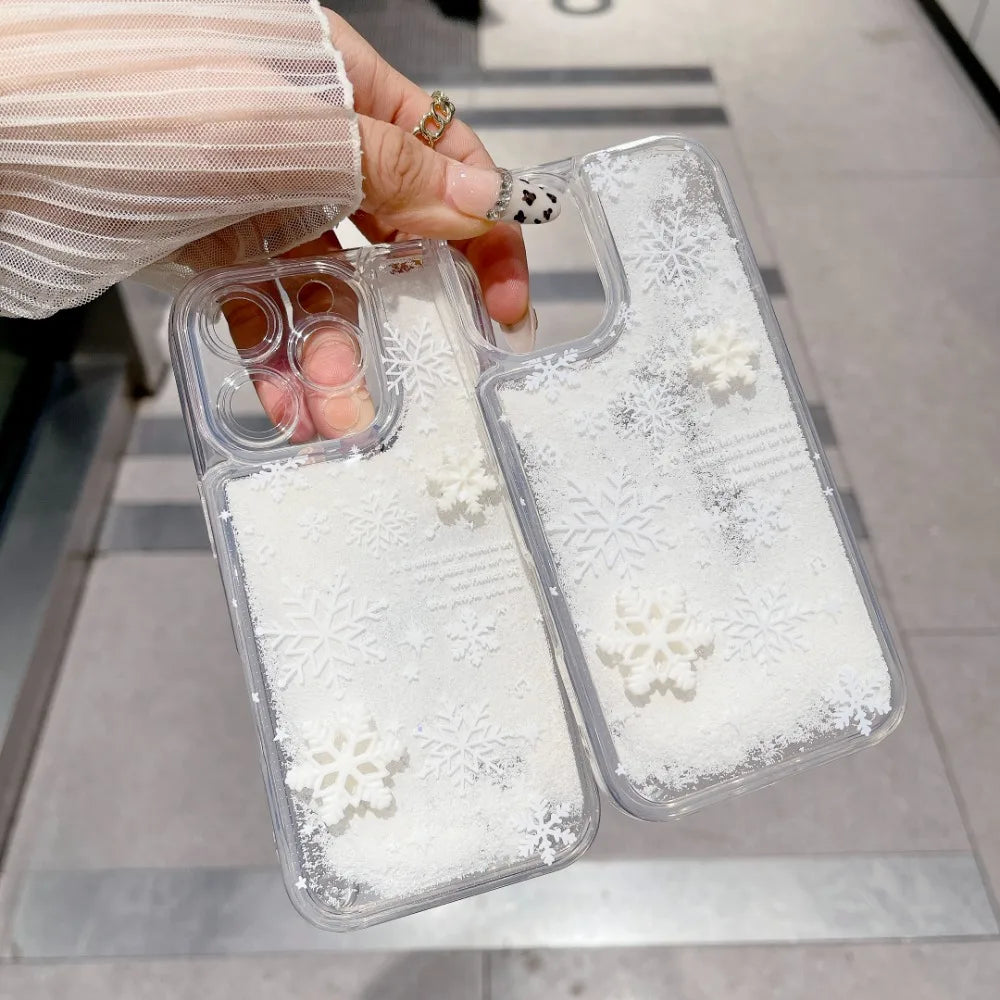 Glitzer Schneeflocken TPU Hülle für iPhone 16