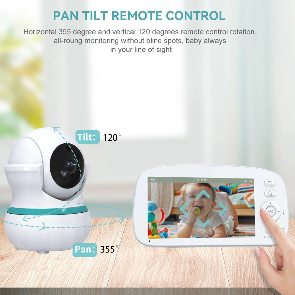 5-inch baby monitor with PTZ camera and temperature