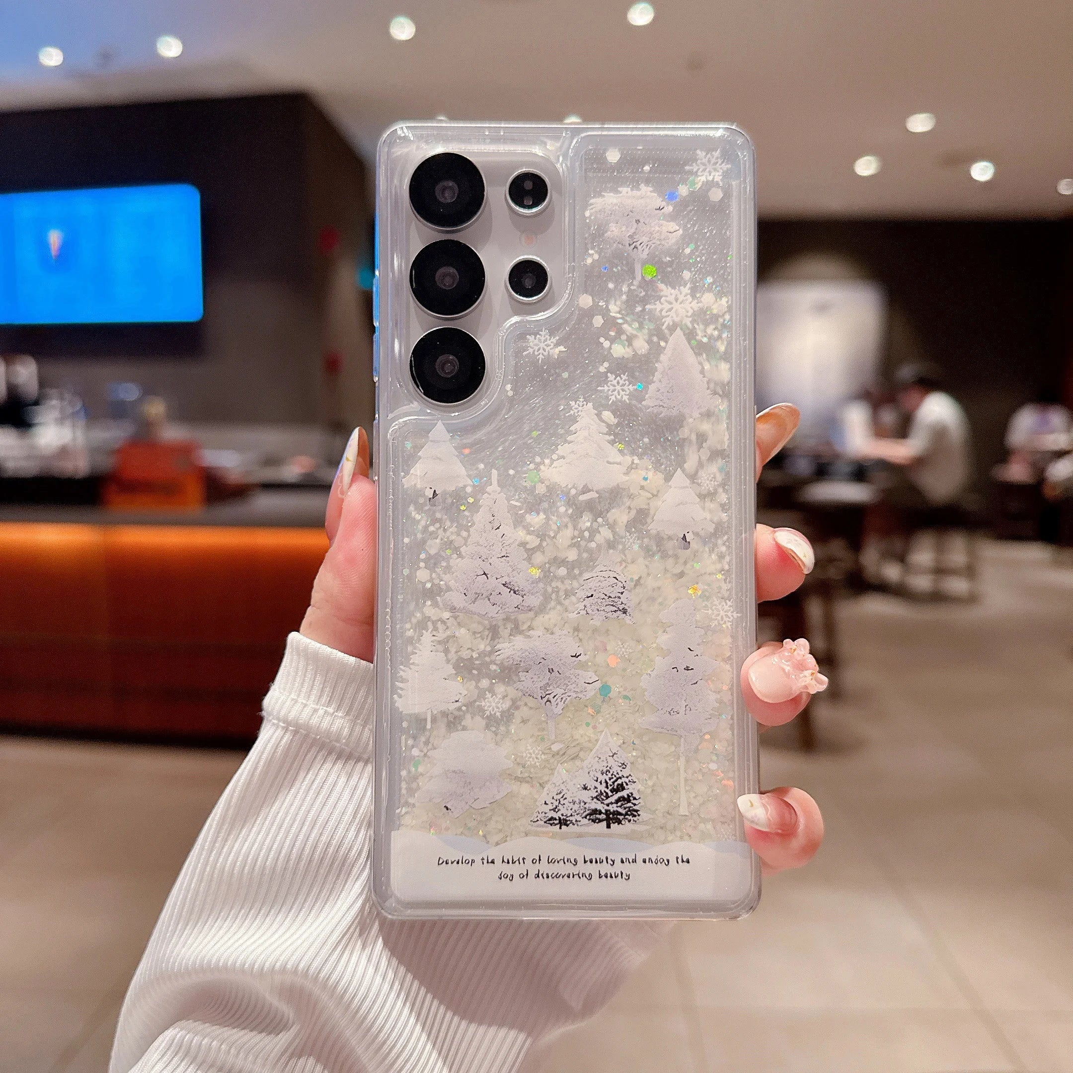 Lila Glitzer Treibsand Hülle für Galaxy S25 Ultra