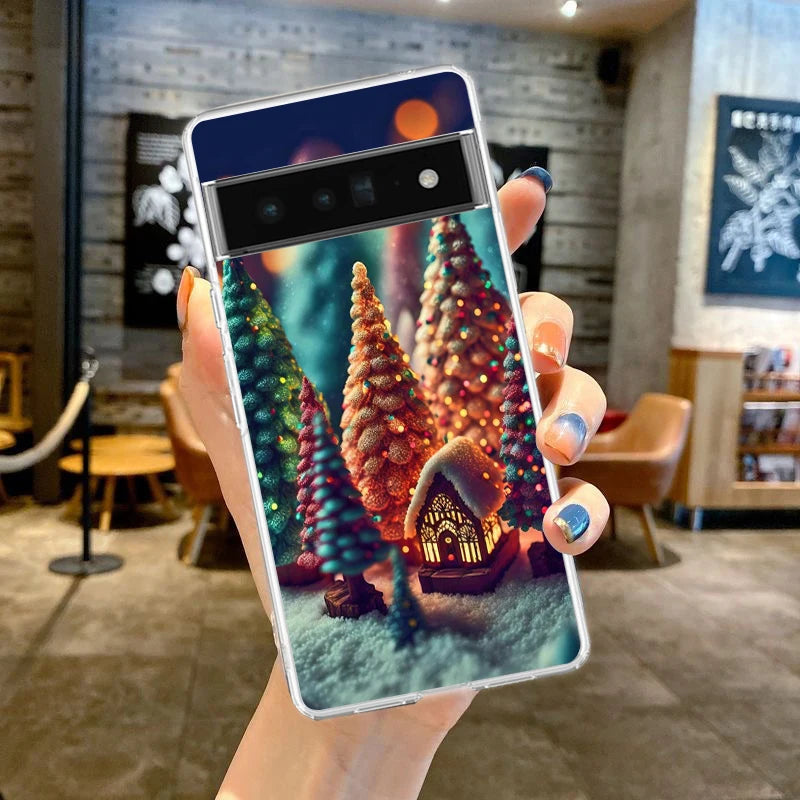 Transparente TPU Hülle mit Schneemotiv für Google Pixel 8