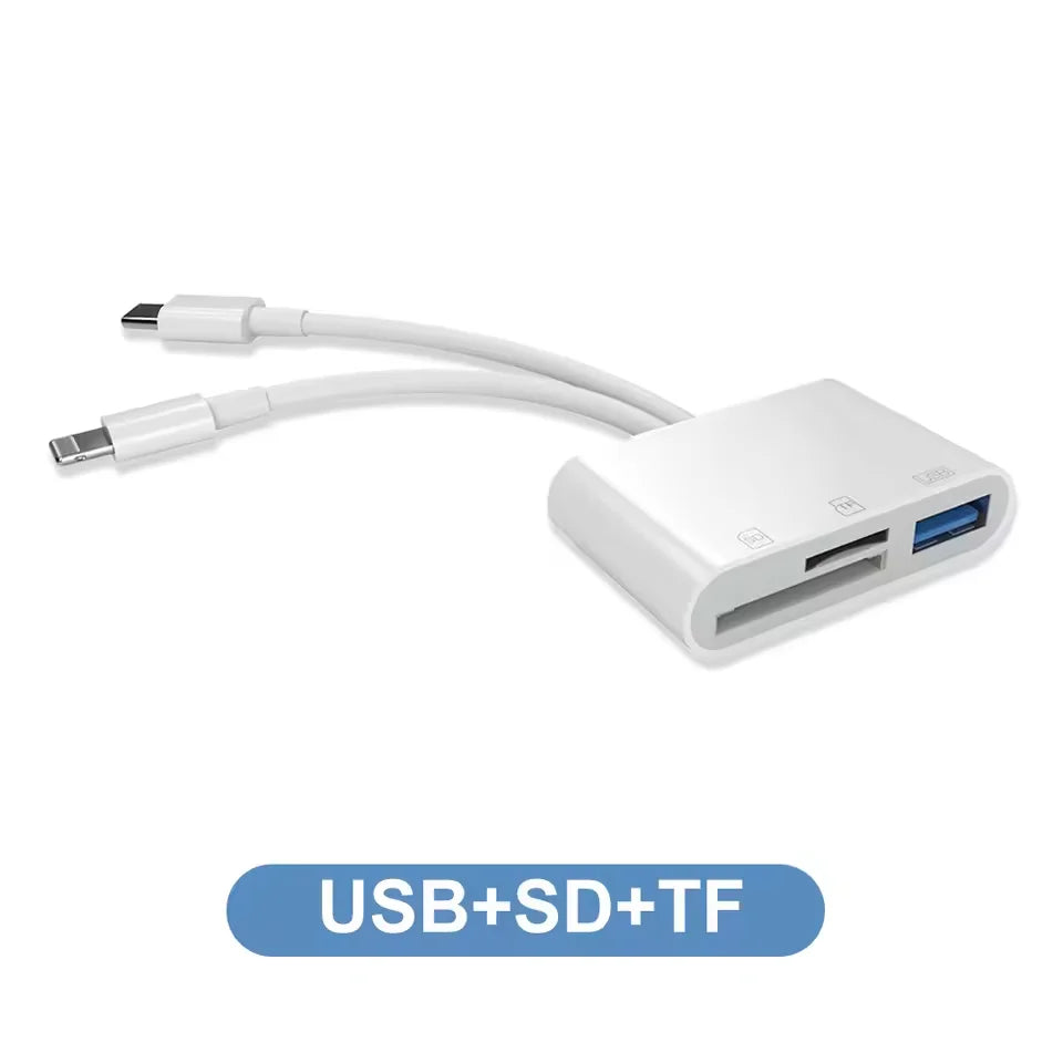 Dual-Port SD TF Kartenleser Lightning Typ-C Adapter