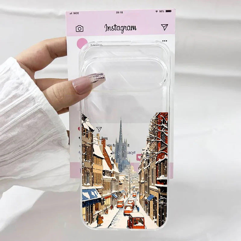 Beautiful winter phone case with snowy landscape for Google Pixel