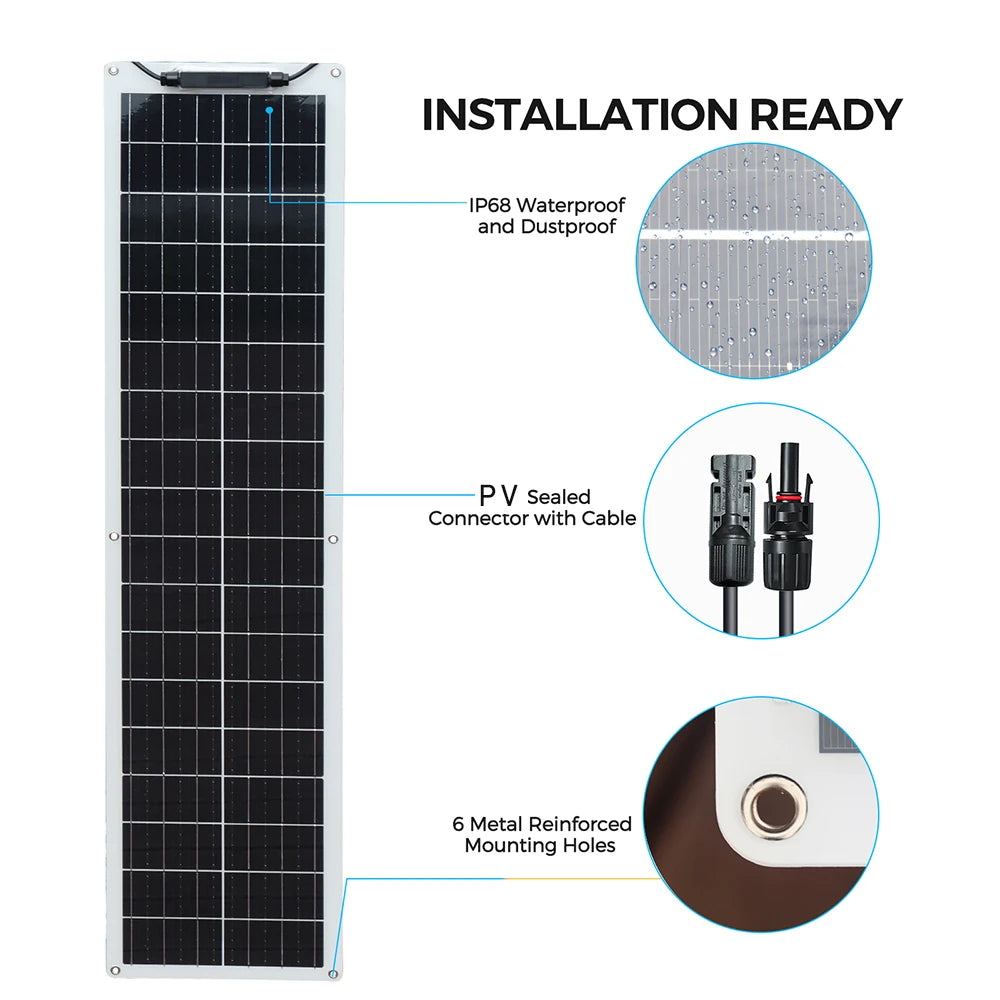 50W 12V Solar Panel Starter Kit for Motorhomes &amp; Campers