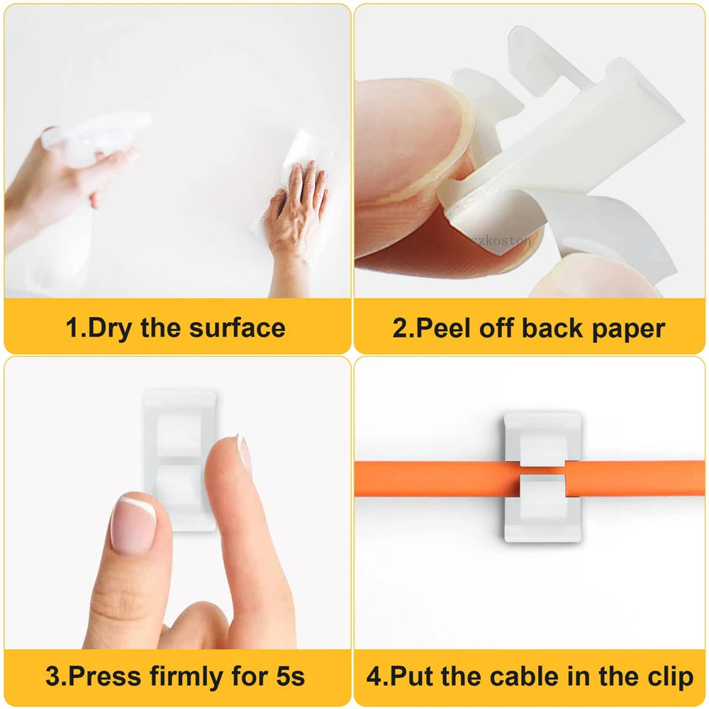 M-Typ Kabelclips Set Weiß für Schreibtisch Kabelmanagement