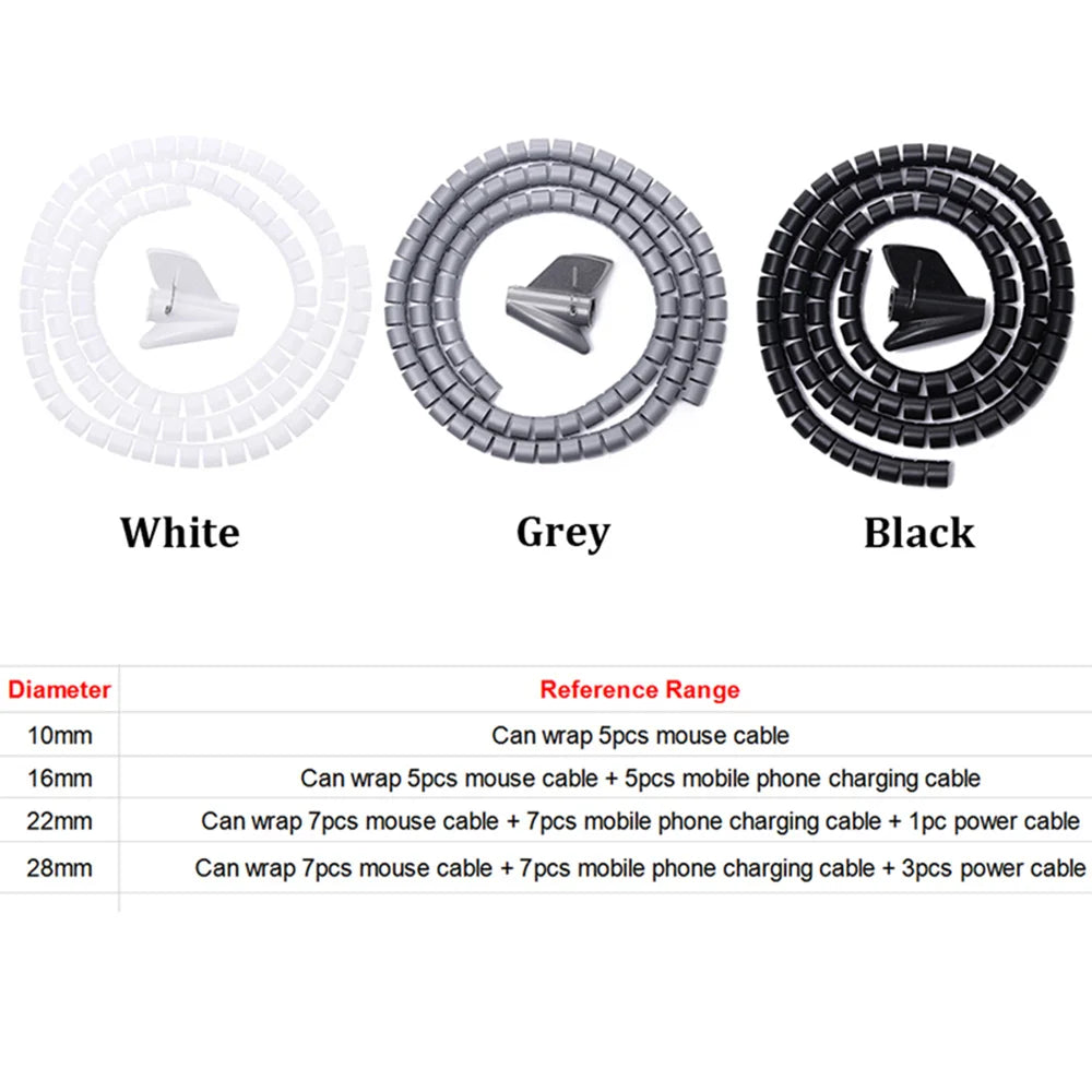 2m Spiralkabelschutz Flexible Kabel Organizer Rohr