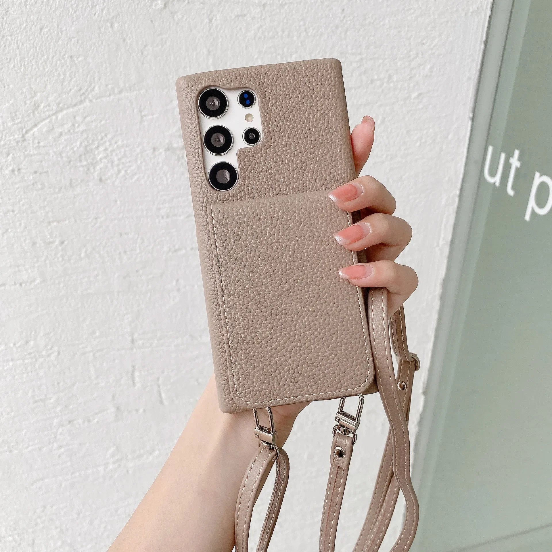 Crossbody Lederhülle mit Brieftasche für Samsung