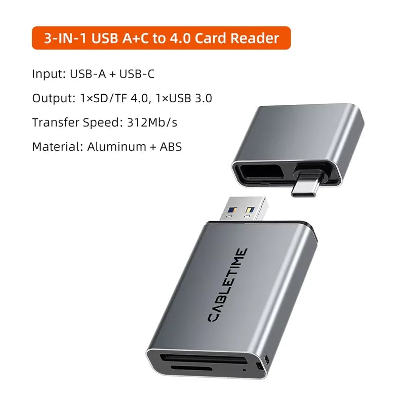 3-in-1 USB Kartenleser für iPhone iPad USB A C
