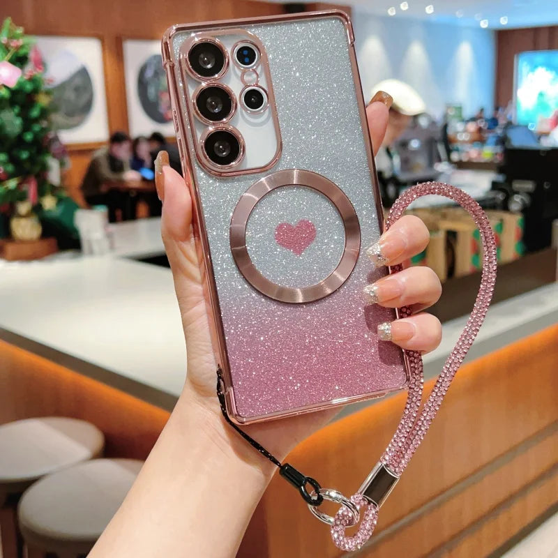 Glitzer Gradient Handgelenk Hülle für Samsung S25