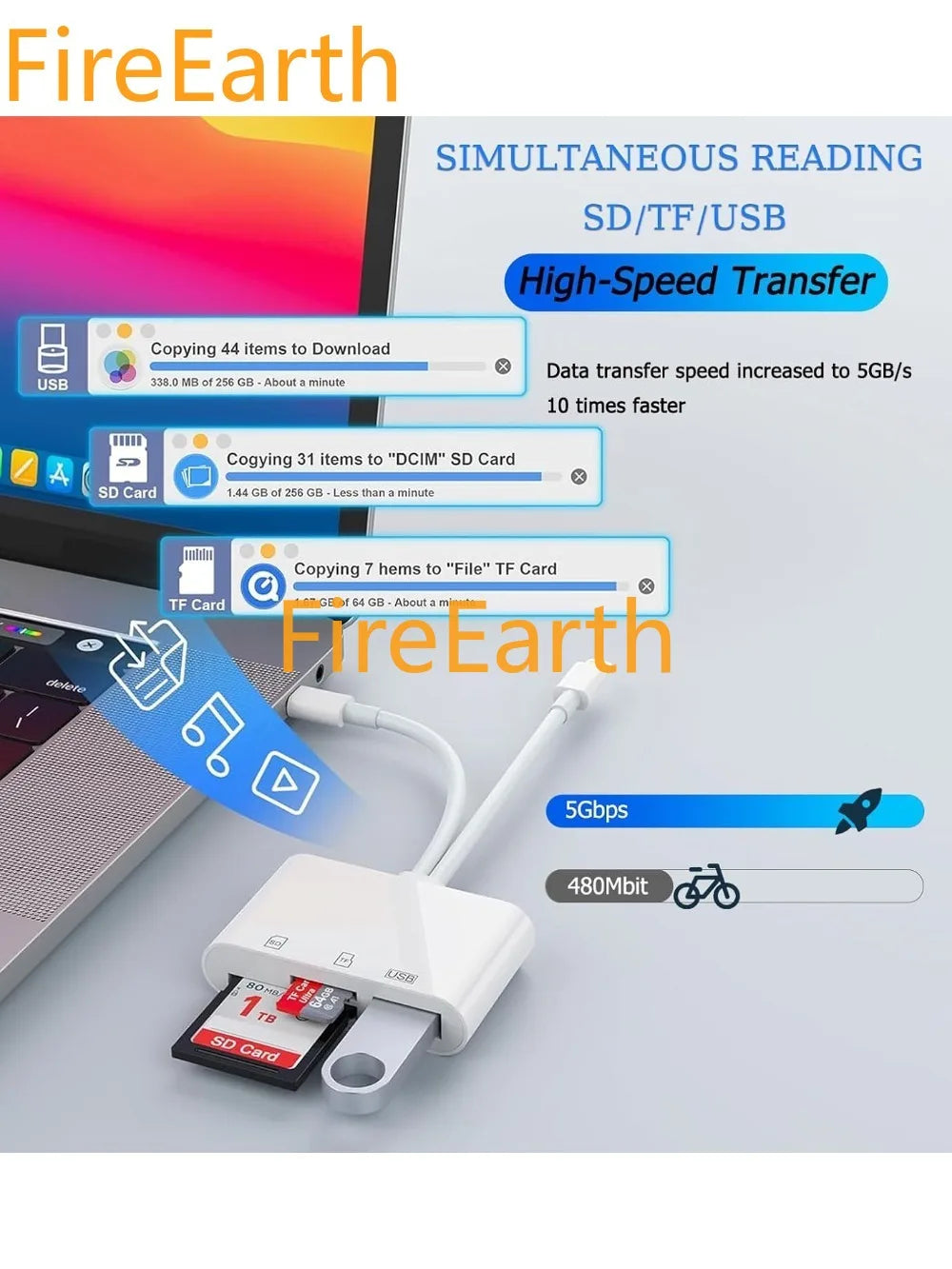 Dual-Port SD Kartenleser Lightning USB-C Adapter