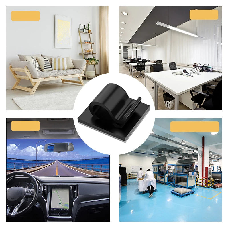 Selbstklebende Kabelklemmen 5–50 Stück für Ordnung