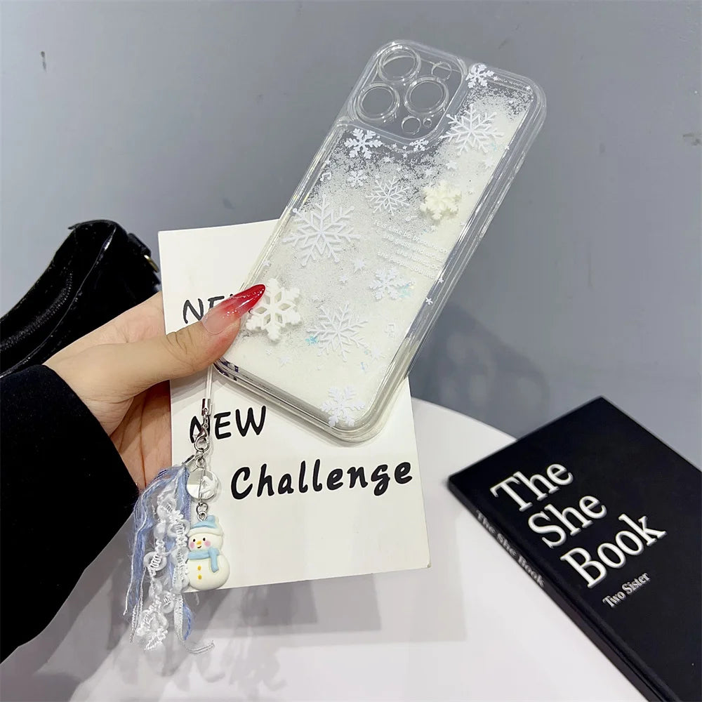 Glitzer Schneeflocken TPU Hülle für iPhone 16