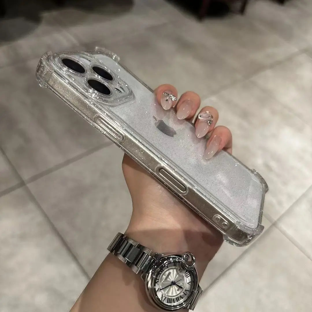 Glitzer Transparent Hülle Silikon für iPhone 17