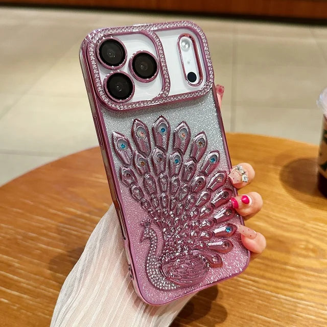 Luxus Glitzer-Pfau Hülle für iPhone 17 & mehr