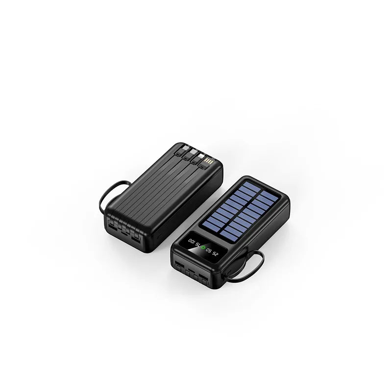 Solar power bank with LED light and portable battery