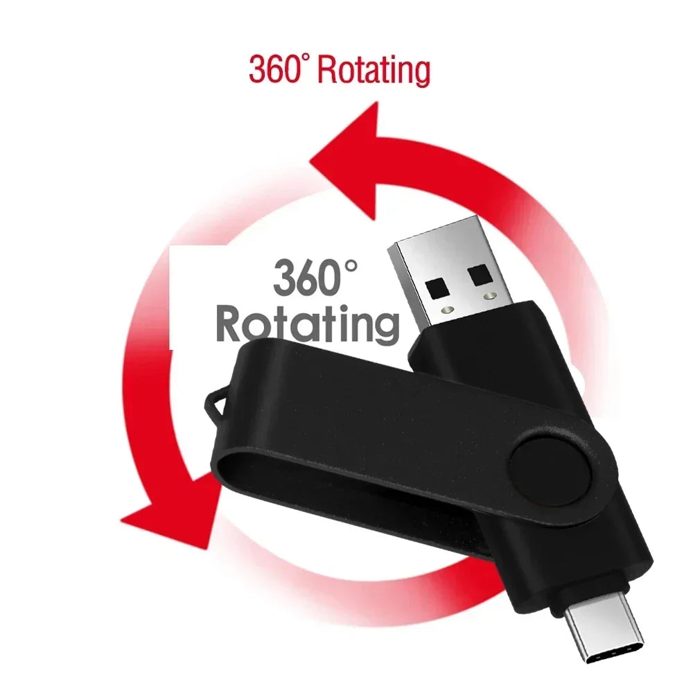 Drehbarer USB-Stick Typ-C 4–256GB 2-in-1