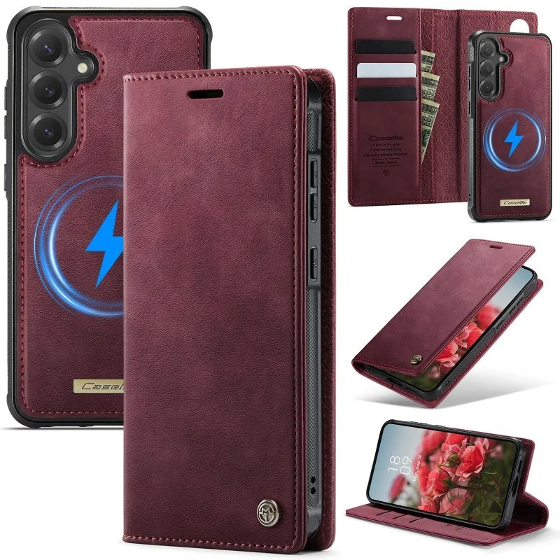 Magnetische Leder Geldbörse Hülle für Samsung