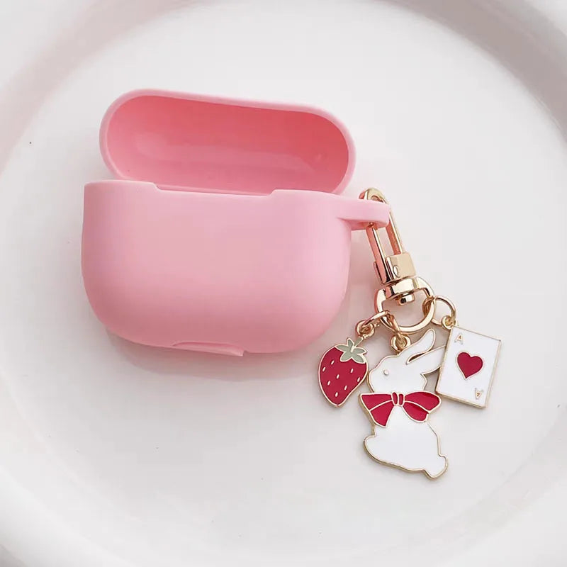 Weinrote Silikonhülle mit Rosenanhänger für AirPods