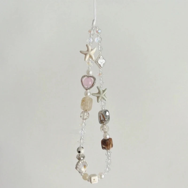 Handgemachte Stern-Perlen-Handykette – Sommerstil