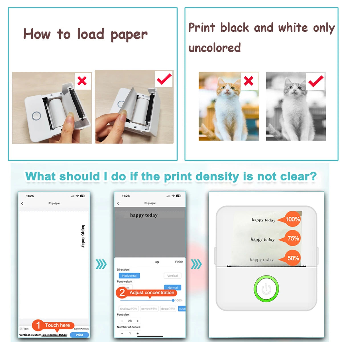 Mini Bluetooth HD-Thermodrucker für Studenten