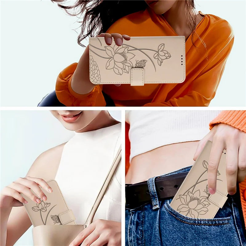 Blumen-Lederflip-Hülle für Google Pixel 10