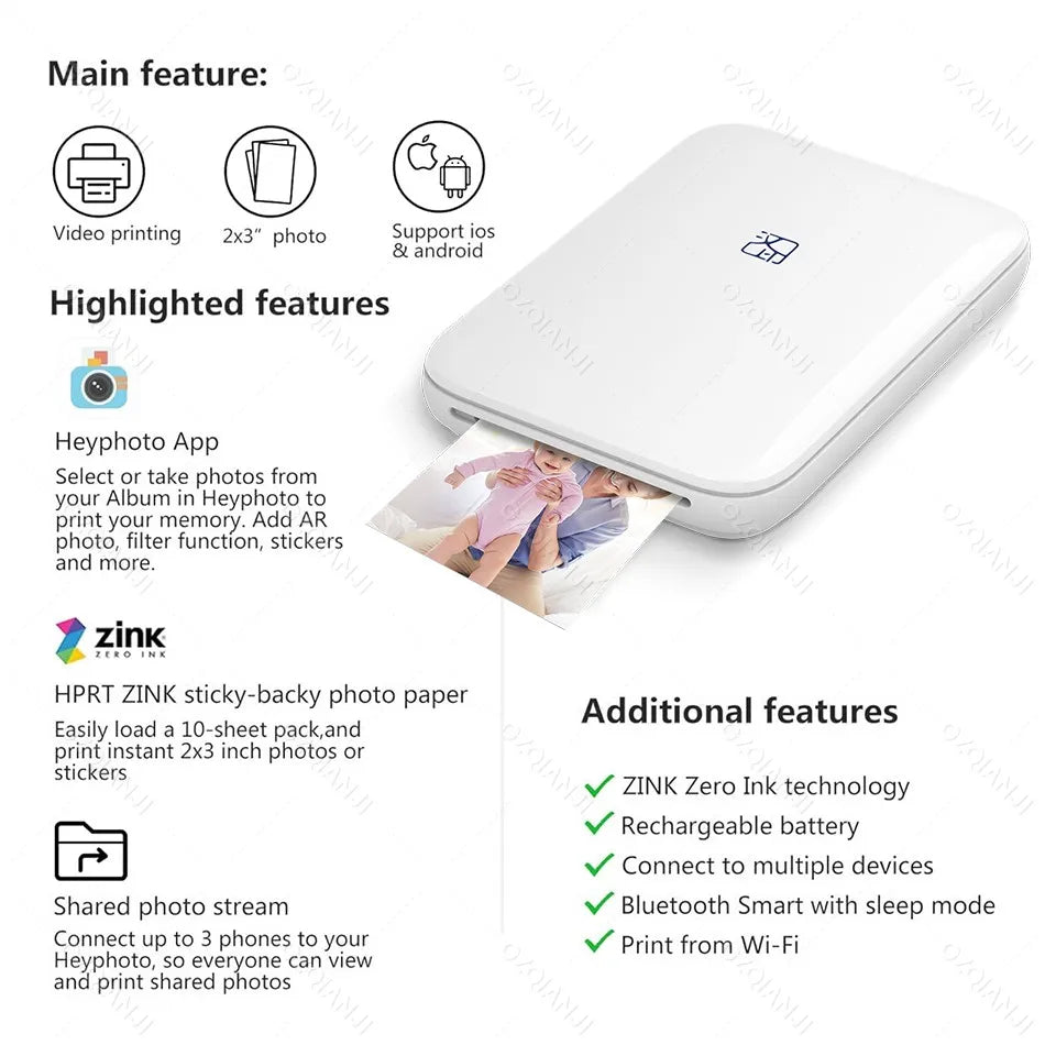 HPRT MT53 Mobiler Mini Fotodrucker mit Zink-Technologie