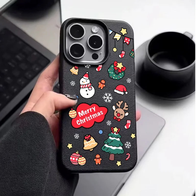 Handyhülle für Samsung S25 PU Leder Weihnachtsbaum