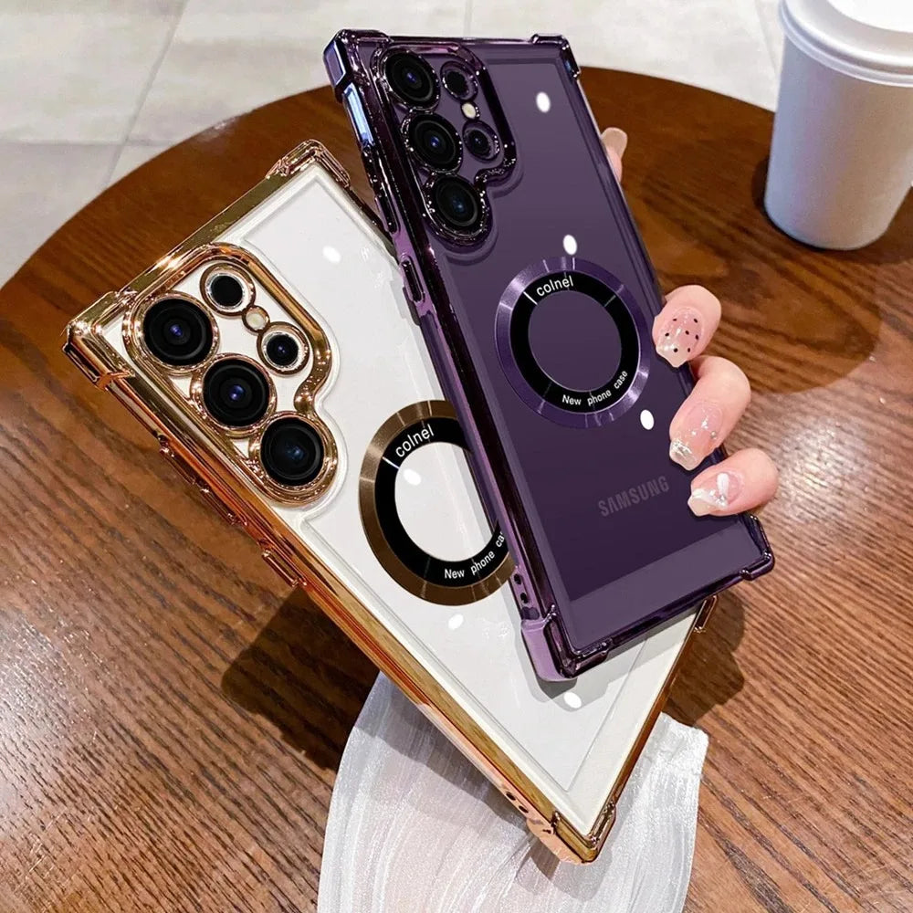 Plating Magsafe Clear Hülle für Samsung Galaxy S25