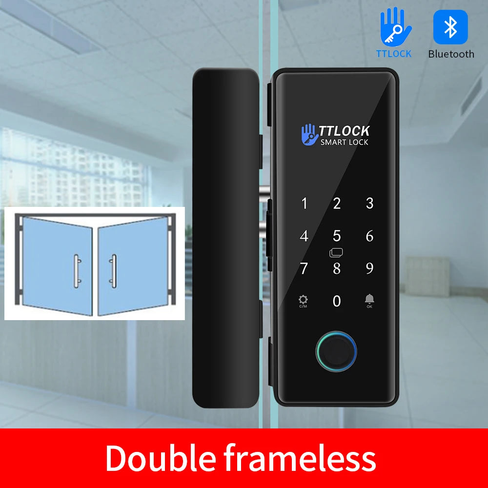 Smart glass door lock with TTLock app &amp; G2 gateway
