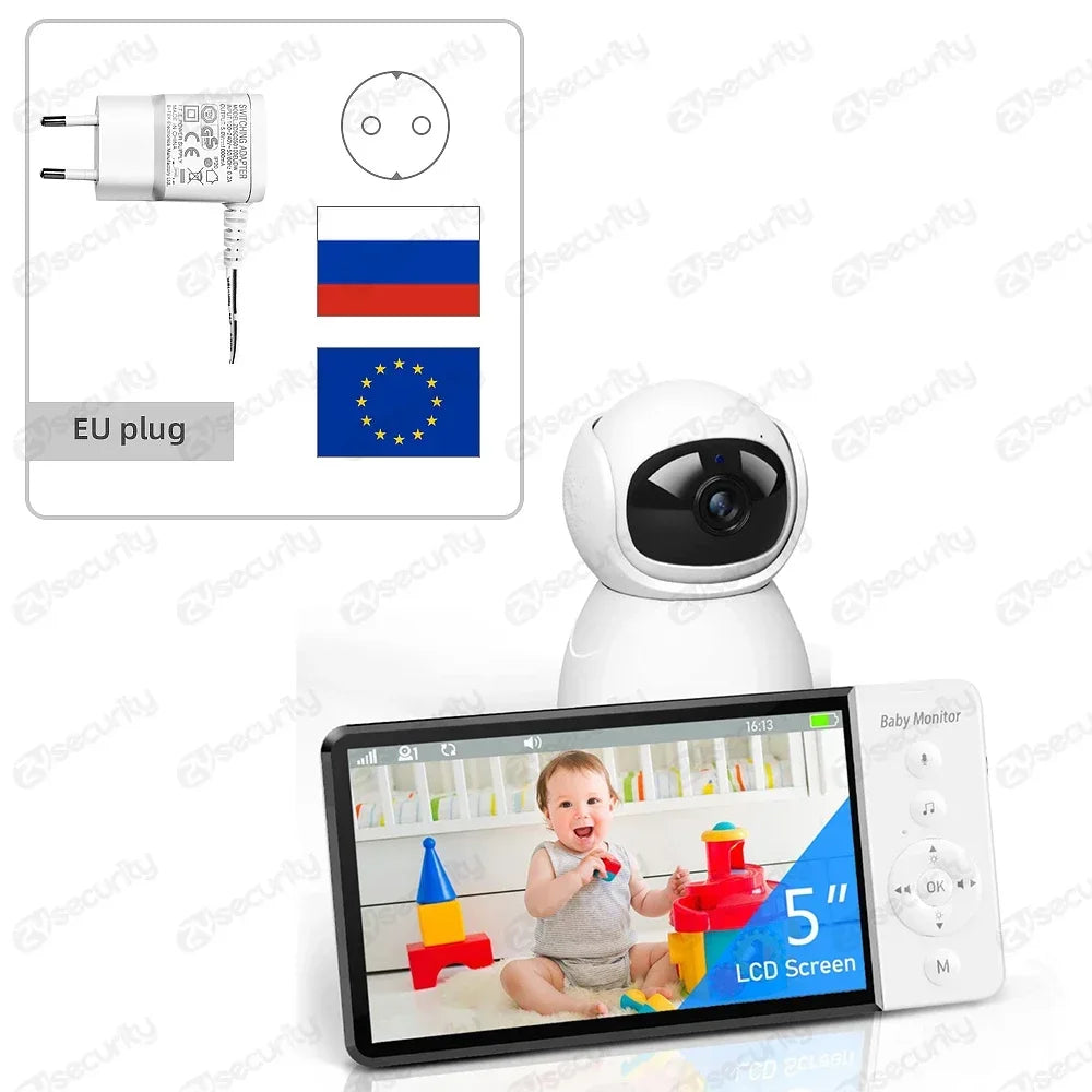 5-inch baby monitor with PTZ camera and night vision