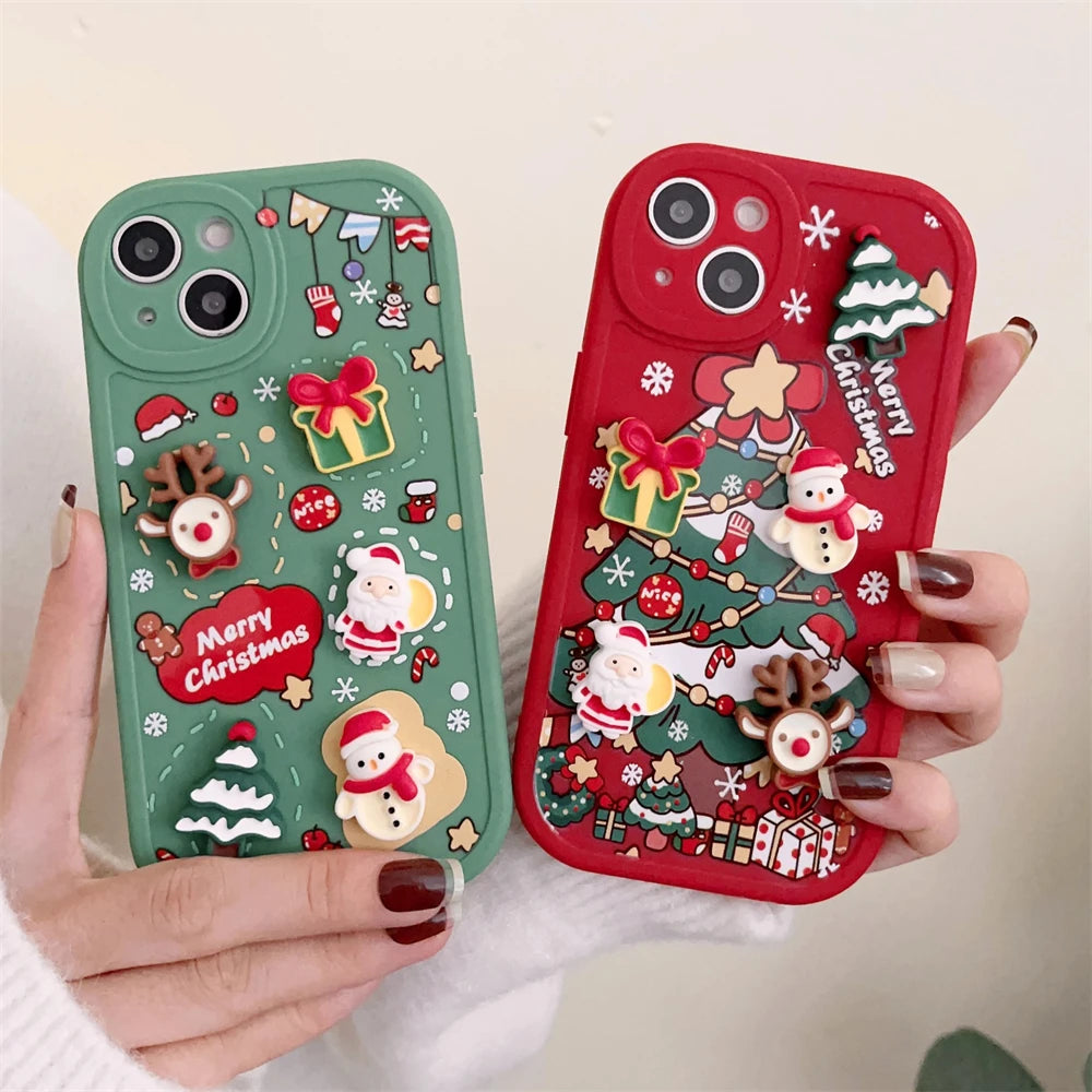 Niedliche 3D Weihnachts-Hülle für iPhone 16 Pro Max