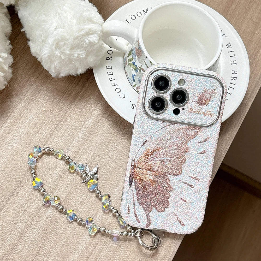 Schmetterling Hülle mit Perlenkette für iPhone 17