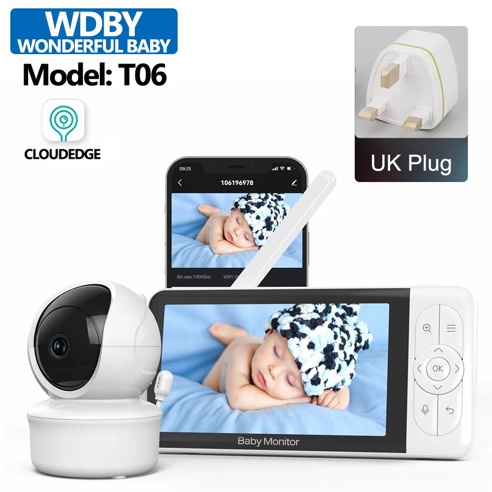 5 Zoll Baby Monitor 1080P PTZ Nachtsicht Temperatur