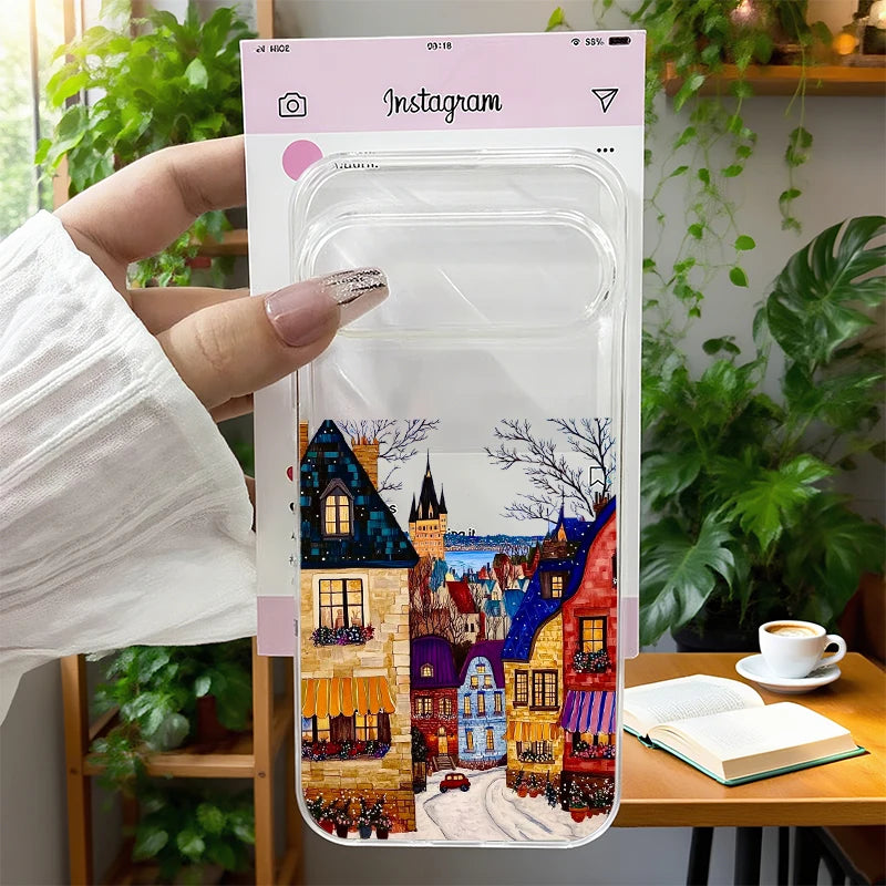 Schöne Winter Handyhülle mit Weihnachtslandschaft für Google Pixel