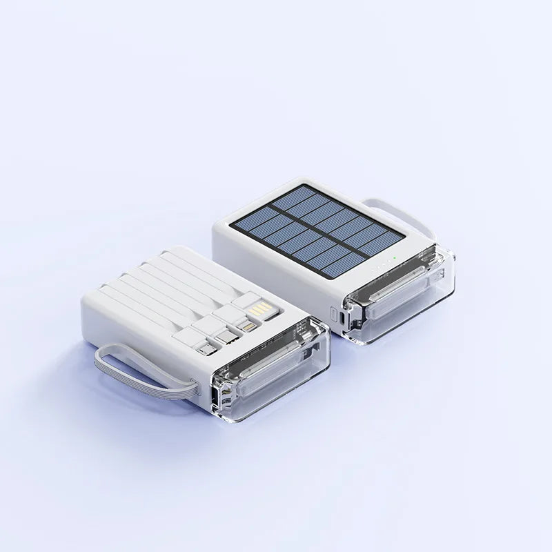 Mini solar power bank 20000 mAh with integrated cable